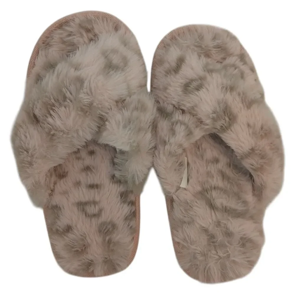Girls Faux Fur New Light Purple and Gray Slippers - Size: 13T